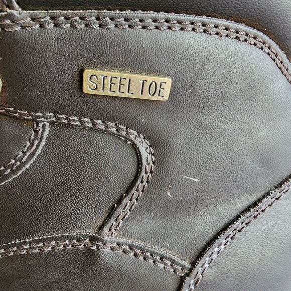 WorkForce Steel Toe Work Boots Mens Size 11 Oil Resistant Slip Resistant Brown - Picture 8 of 12